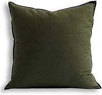 Jeanerlor Olive Green Cotton Linen Throw Pillow Cover 18x18 - Decorative Sham for Couch, Bed, Chair