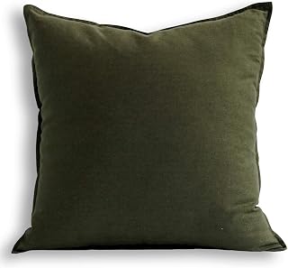 Jeanerlor Olive Green Cotton Linen Throw Pillow Cover 18x18 - Decorative Sham for Couch, Bed, Chair