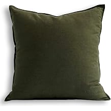 Jeanerlor Solid Cotton Linen Decoration Toss Throw Pillow Sham Cushion Case Special Pillow Cover Delicate Decorative Pillowcase for Bed/Chair/Couch, 18"x18"45 x 45cm, Olive Green