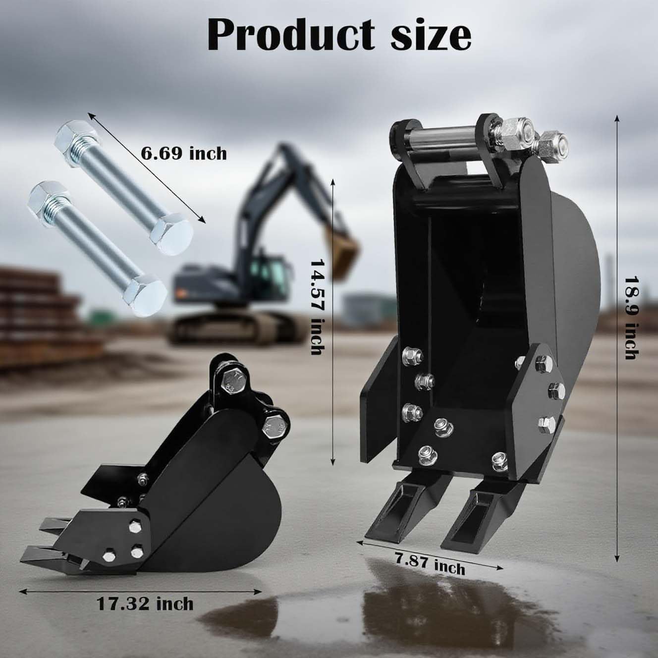 200mm/7.87in Mini Narrow Digging Bucket, Small Excavator Bucket, Hole Diameter 0.98in, Span 3.54in, for Digging Soil, Clay, Sand - Landscaping