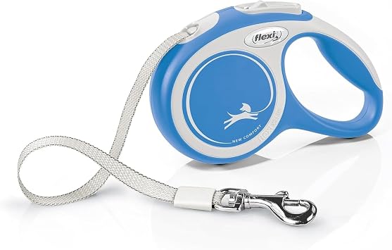 FLEXI Comfort XS Tape Retractable Dog Leash, 3-Finger Grip, 10 ft - Blue