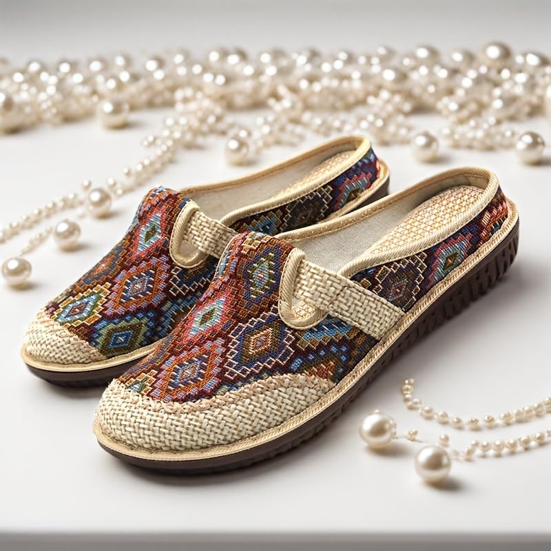 Women's Linen one-Foot Flat Shoes, Casual Round Toe, Summer Soft Soles and Fabric Insoles for Outdoor Vacations4