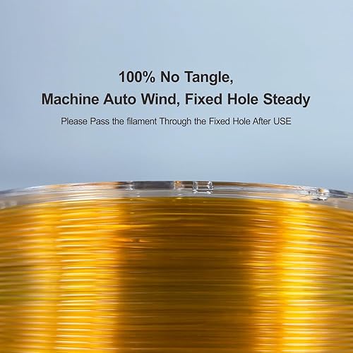 Miniatura 5 de Zi-Rui Filamento PETG amarillo ámbar de 0.069 pulgadas, transición de arco iris translúcido con tonos azul-verdes, 2.2 libras, alta compatibilidad