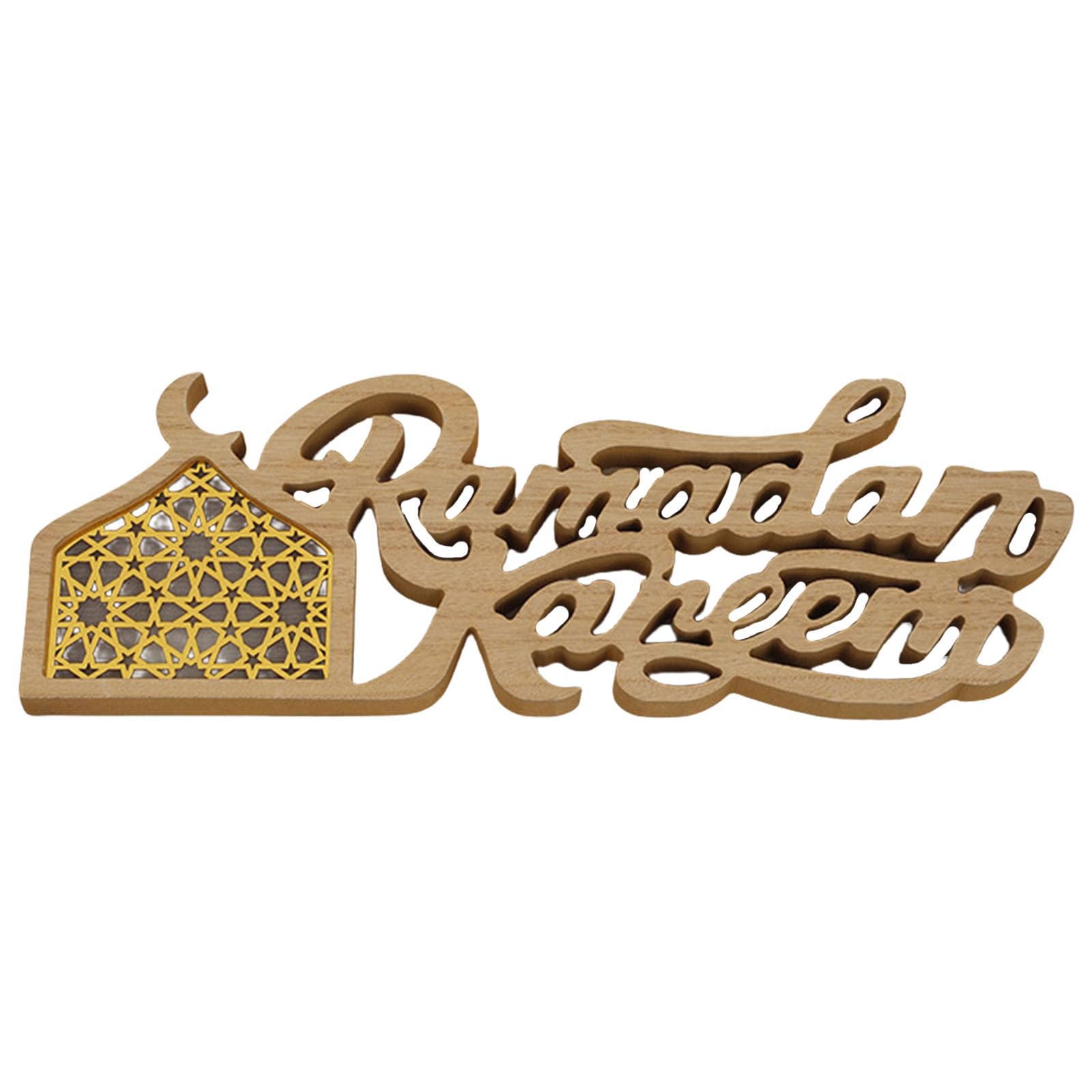 Woedpez Intricately Carved Eid Letter Sculpture Home Decoration Muslims Accessories Dining Table Ornament for Kitchen Use Home Decoration for Eid
