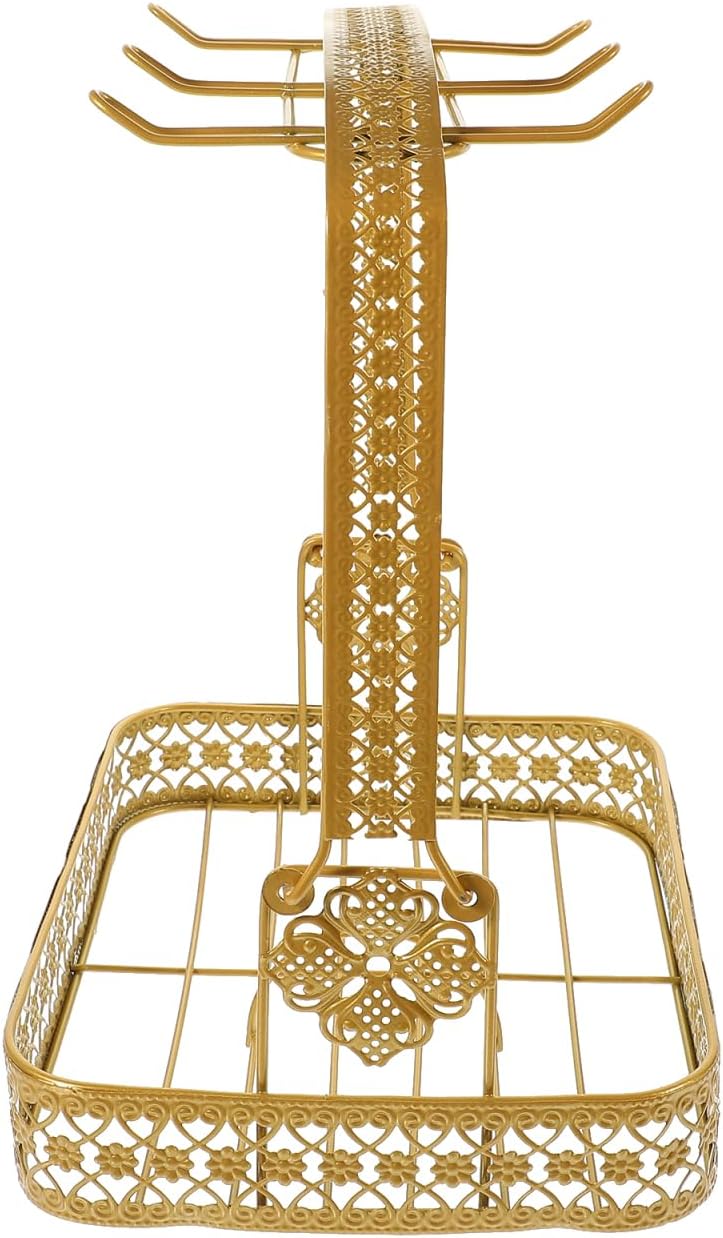 UPKOCH Coffee Mug Holder 6-Tier Metal Cup Stand with Drip Tray for Kitchen Countertop Storage and Display Organizer Rack for Coffee Cups and Tea Mugs 11.14X8.85X7.28 Inches