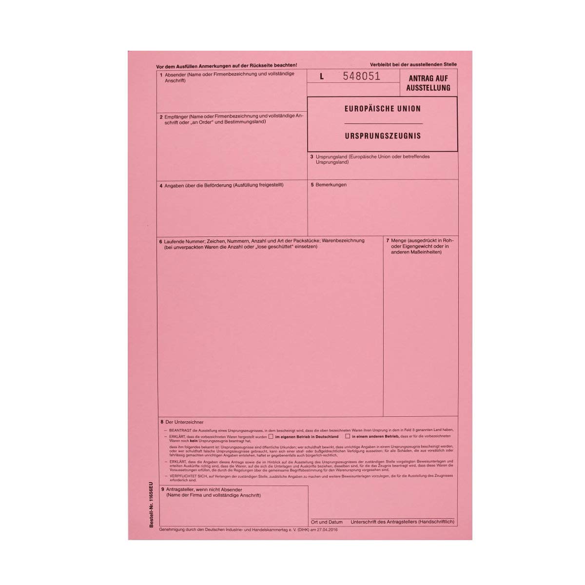 MASHPAPER 50x Ursprungszeugnis IHK Vordruck A4 für Laserdrucker | Ursprungszeugnis - Set aus Original und Antrag, 2-fach Durchschreibesatz, Blatt 1 und 2 lose im Wechsel, Format: 21x29,7 cm