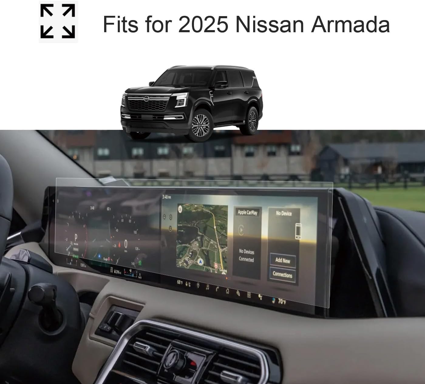 Tempered Glass Screen Protector for 2025 Nissan Armada | 14.3" Multi-function information display Cover | HD Clear, Anti-Scratch,Bubble Free
