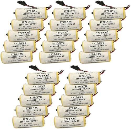 Miniatura 1 de XIAOXX 25-Pack 3V 1770-XYC 1800mAh with Black Plug Replacement Lithium Battery for Allen Bradley PLC 1770-XYCA 1770-XYB 1756-BA1
