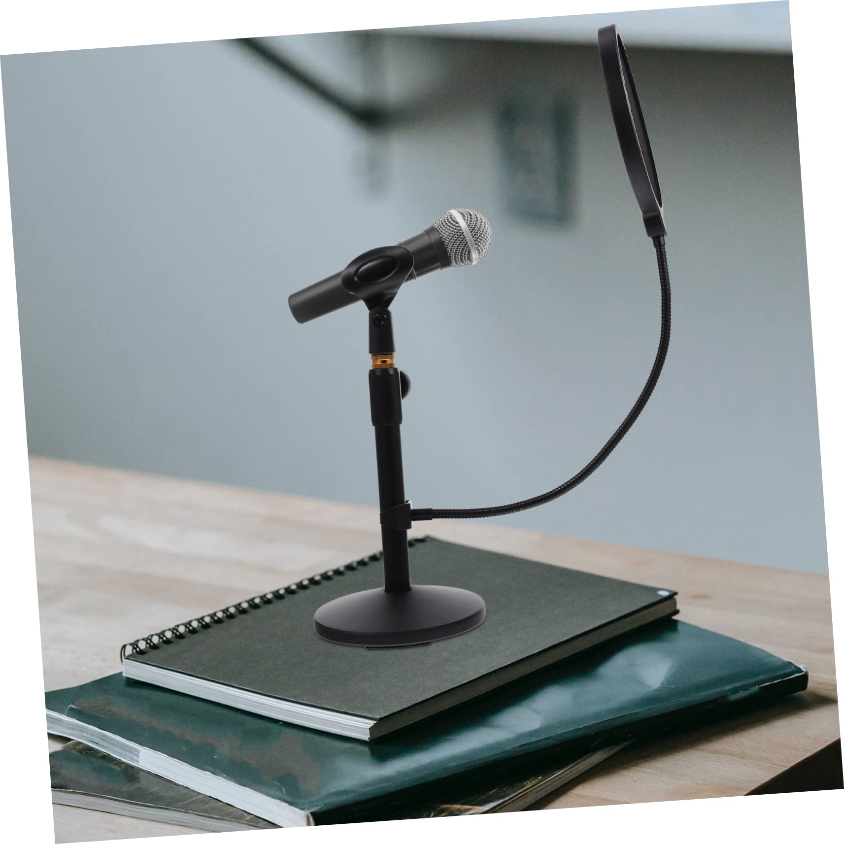 Soporte De Micrófono Ajustable Con Base Pesada y Filtro Anti-pop Para Escritorio Soporte Metálico Estable Para Estudio Casa y Transmisión Con Clip y Diseño Ergonómico Adaptable