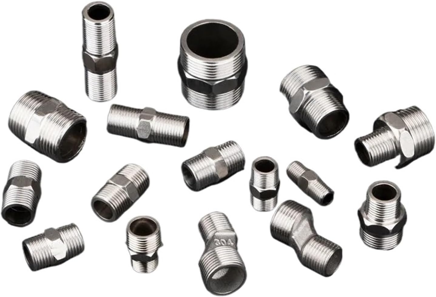 Stainless Steel Hex Nipple,Stainless Steel Lengthen 1/8" 1/4" 3/8" 1/2" 3/4" BSP Male Male Thread Hex Nipple Threaded Reducer Pipe Fitting(Dn20 to Dn1544mm)