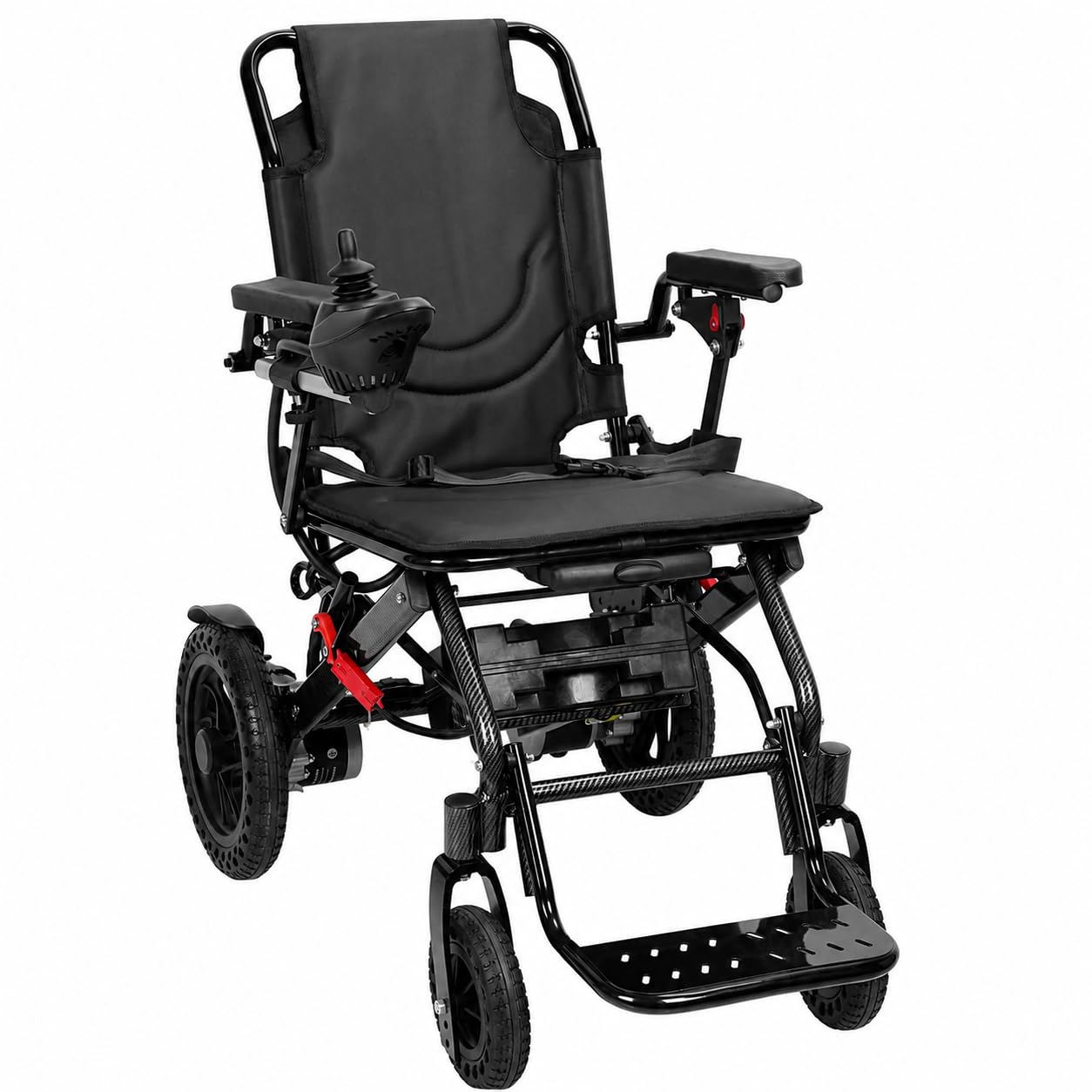 Silla de ruedas eléctrica plegable para adultos, silla eléctrica ligera de 22.0 kg con motor de 500 W, rango de 12 millas y neumáticos antiinclinación