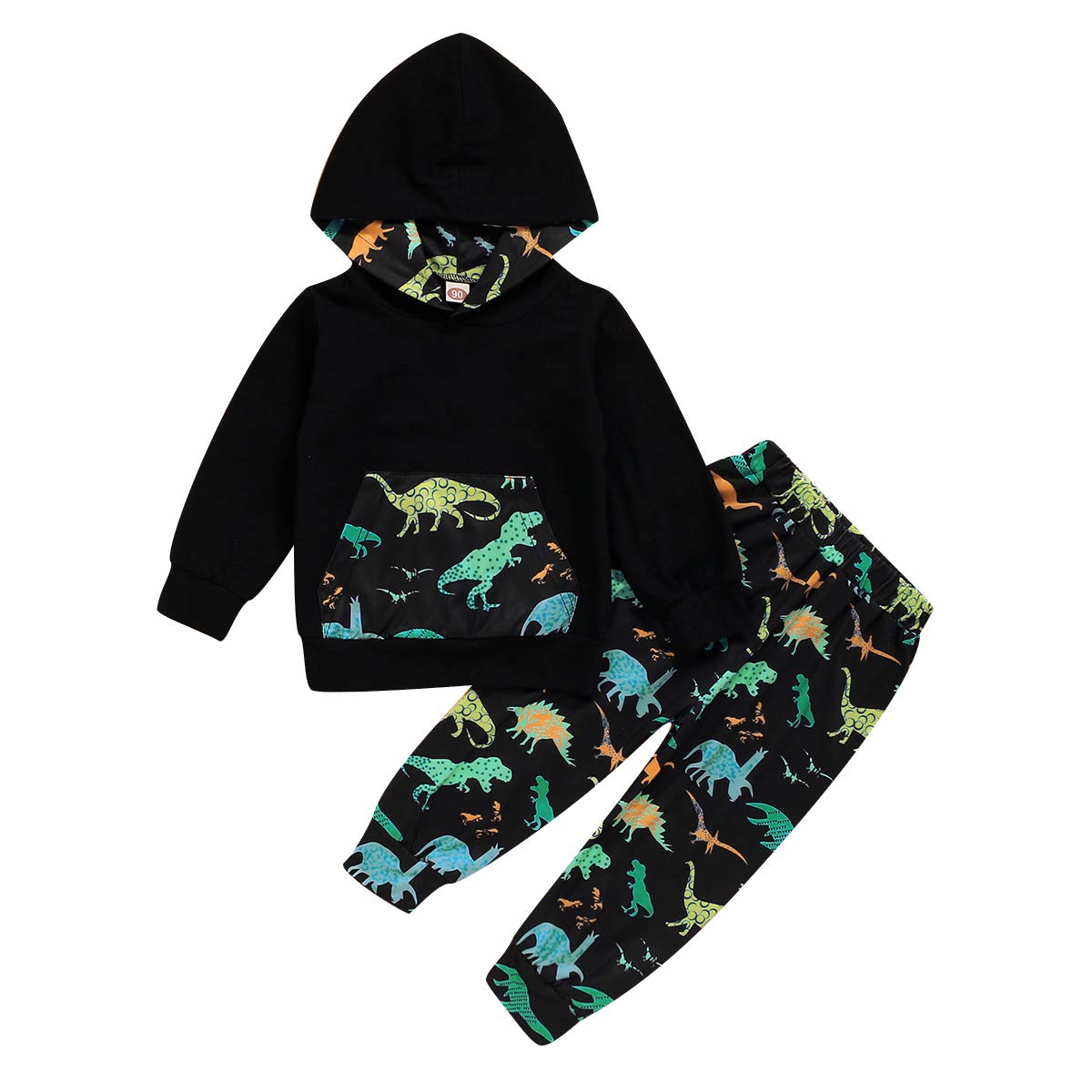 Borlai2PCS Kids Boy Dinosaur Hooded Tracksuit Set Camouflage Sweatshirt Pants Outfits Set 1-7 Years