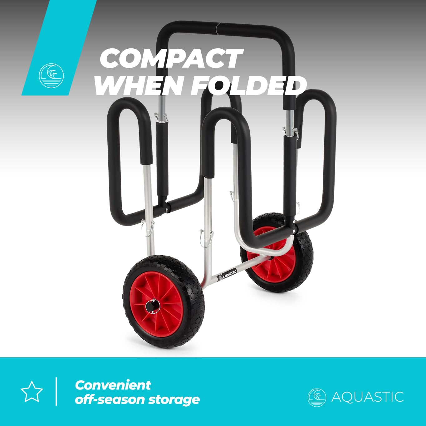 AQUASTIC SUP und Paddleboarding Trolley | Transport von 2 SUP-Boards | Leichte Aluminium-Konstruktion Tragkraft 60 kg | Wartungsfreie 10-Zoll-Räder | Einfache Montage | Kratzschutz