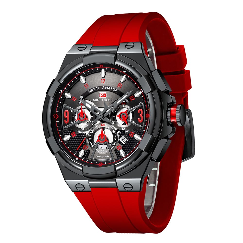 Sponsored Ad - Mens Watches Unique Hollow Casual Wrist Watch (Chronograph/Waterproof/Luminous/Calendar/24 Hour) Silicon Band Fashion Watch for Men