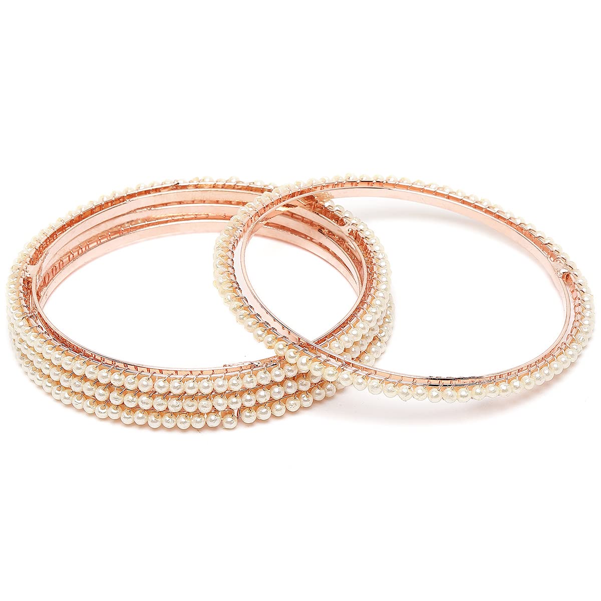 Karatcart Rose Gold Plated Set of 4 Pearl Studded Bangles for Women (B0BT9W88P8) Amazon Price History, Amazon Price Tracker