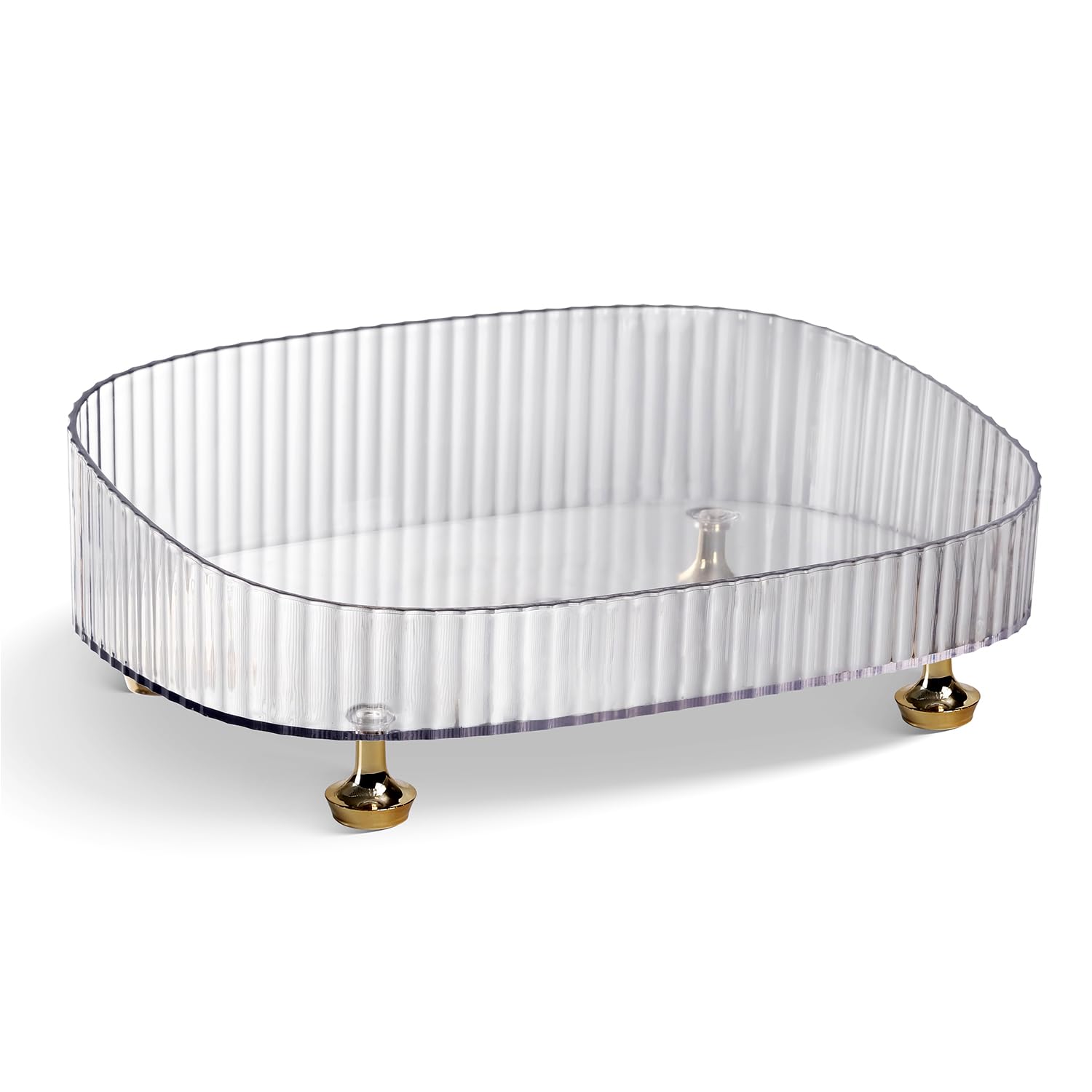 Clear Acrylic Perfume Tray, Round Makeup Bathroom Trays for Counter, Decorative Vanity Trays for Bathroom Countertop for Dresser Tops