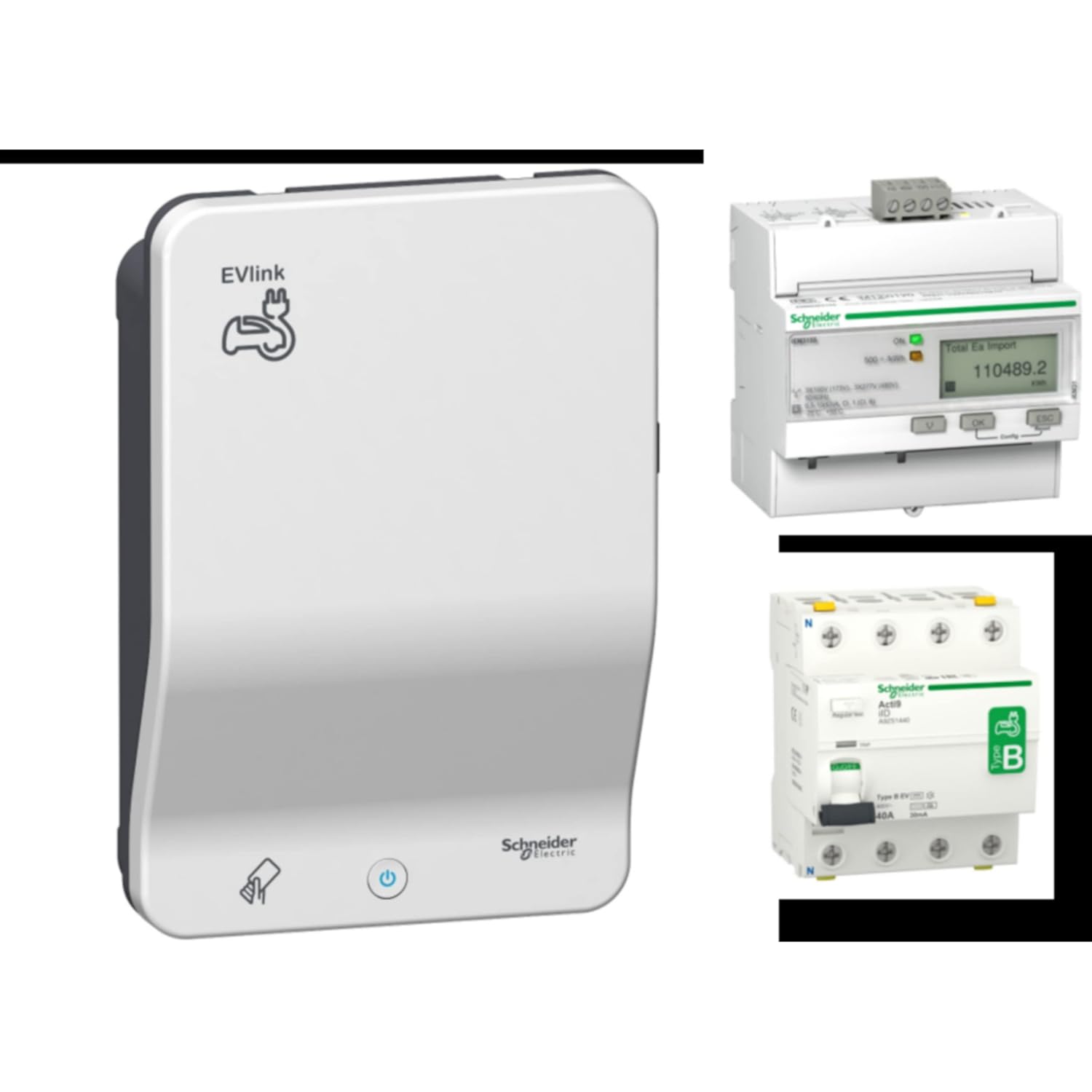Schneider Electric - EVB3S22N4E - EVlink Pro AC - 3PH - 22 kW - 32A - 1 prise T2S + TE - RDC - DD 6 mA + MNx