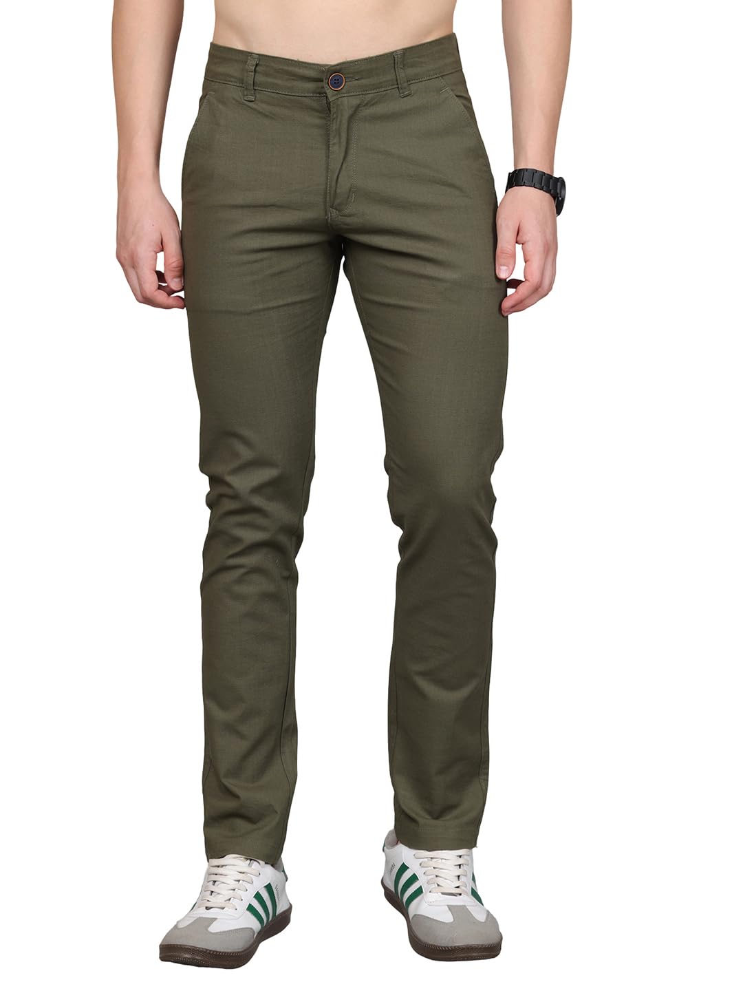Majestic Man Premium Cotton Slub Slim Fit Comfortable Solid Stylish Trousers