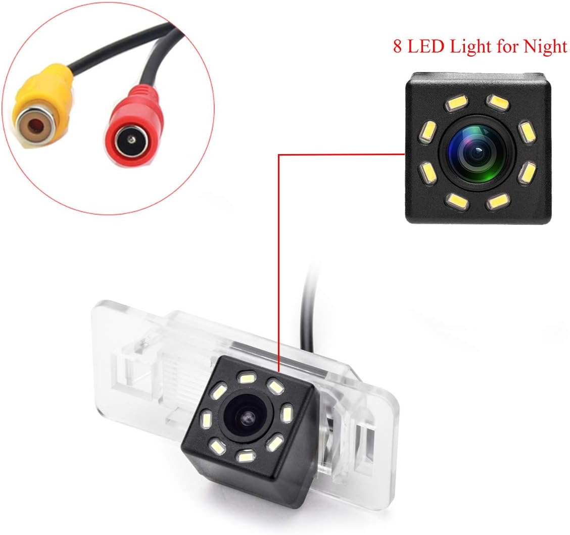 8 LED Car Rear View Camera for BMW 3 E46 E90 E91 E92 5 E39 E60 E61 X5 E53 E70 & Vehicle Camera Waterproof and Shockproof Reversing Backup Camera (8 LED)