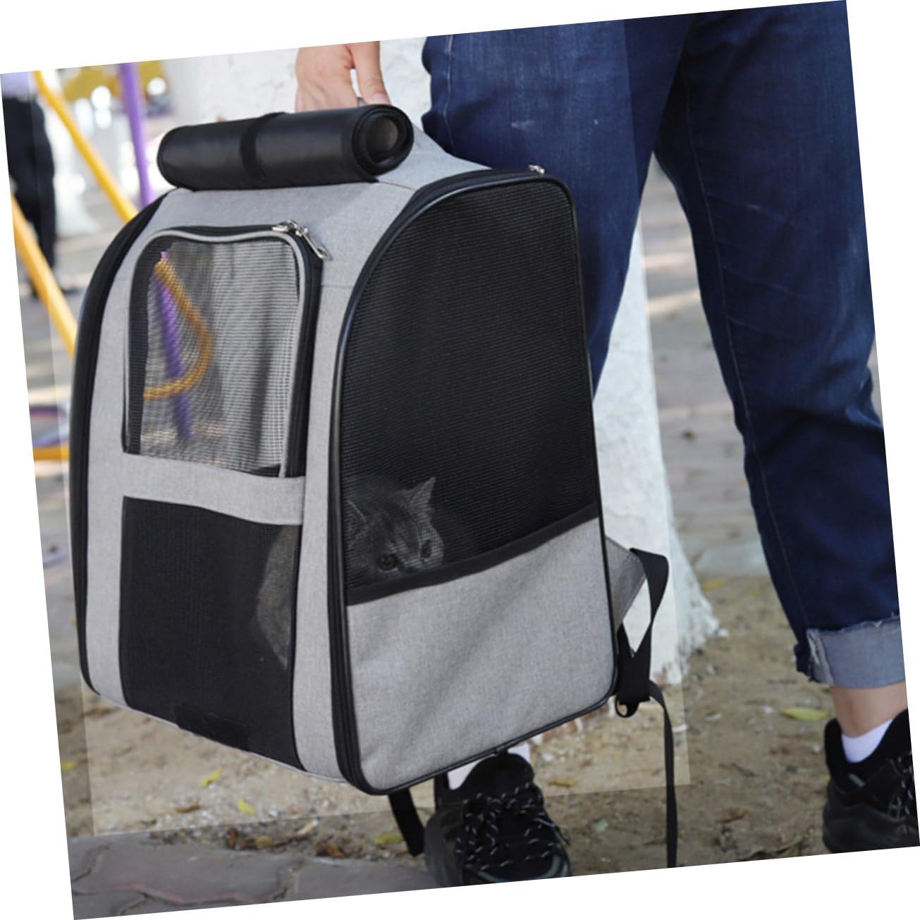 BESTonZON Tragbare Katzentragetasche Aus Haustier-Reisetasche Mit Atmungsaktivem Design Für Transport Von Katzen Geeignet Für Spaziergänge Wandern Und Reisen
