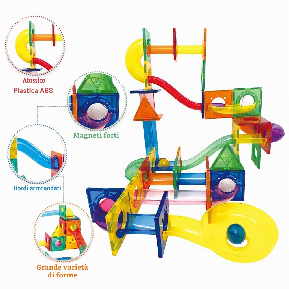 Desire Deluxe Set tessere magnetiche - Gioco Educativo per bambini e bambine - Pallone da corsa- Età 3 4 5 6 7 anni - Impara con le costruzioni
