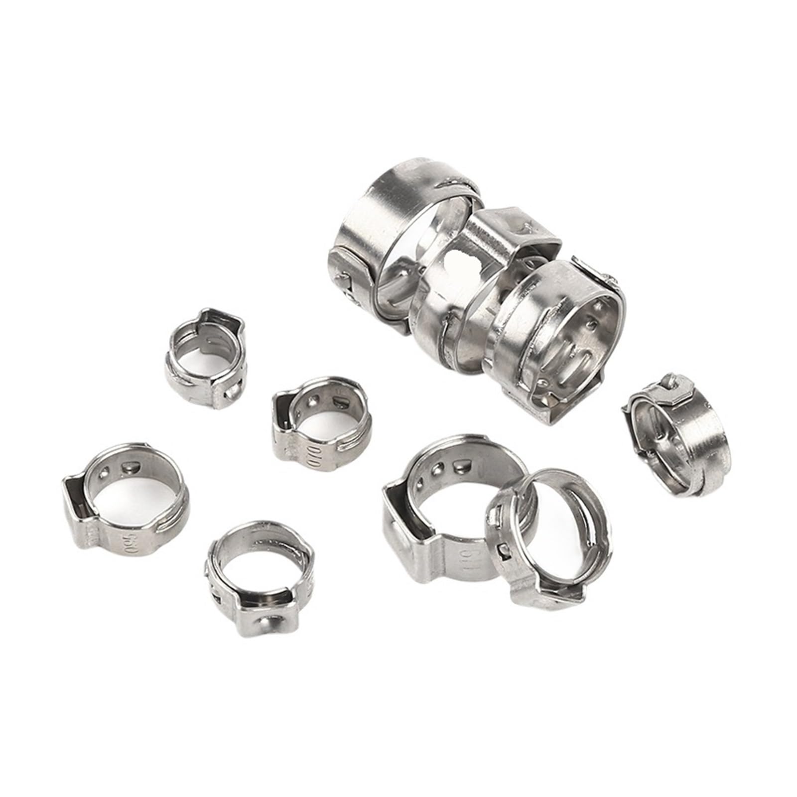 Nodrest 12.8-15.3Mm 50 Pcs Single Ear Hose Clamps 5.3-42Mm Stainless Steel 304 Pipe Assortment