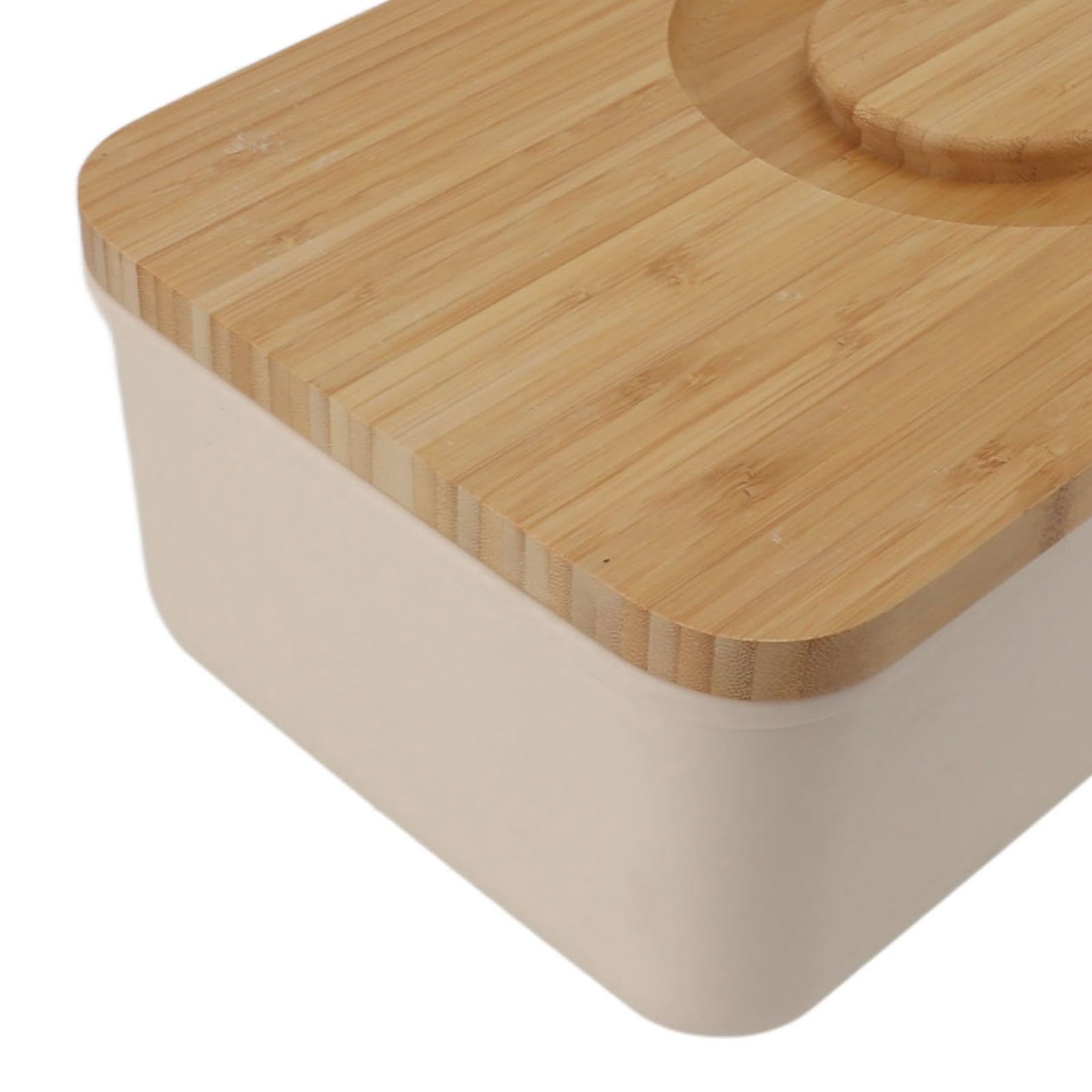 Jeffergarden Maselniczka z drewnianą pokrywką Pojemnik na Chleb o Dużej Pojemności z drewnianą pokrywką Plastik i Lite Drewno 21,5 X 38 X 13,5 Cm Zamknięte Przechowywanie Zdejmowana Pokrywa Deski do