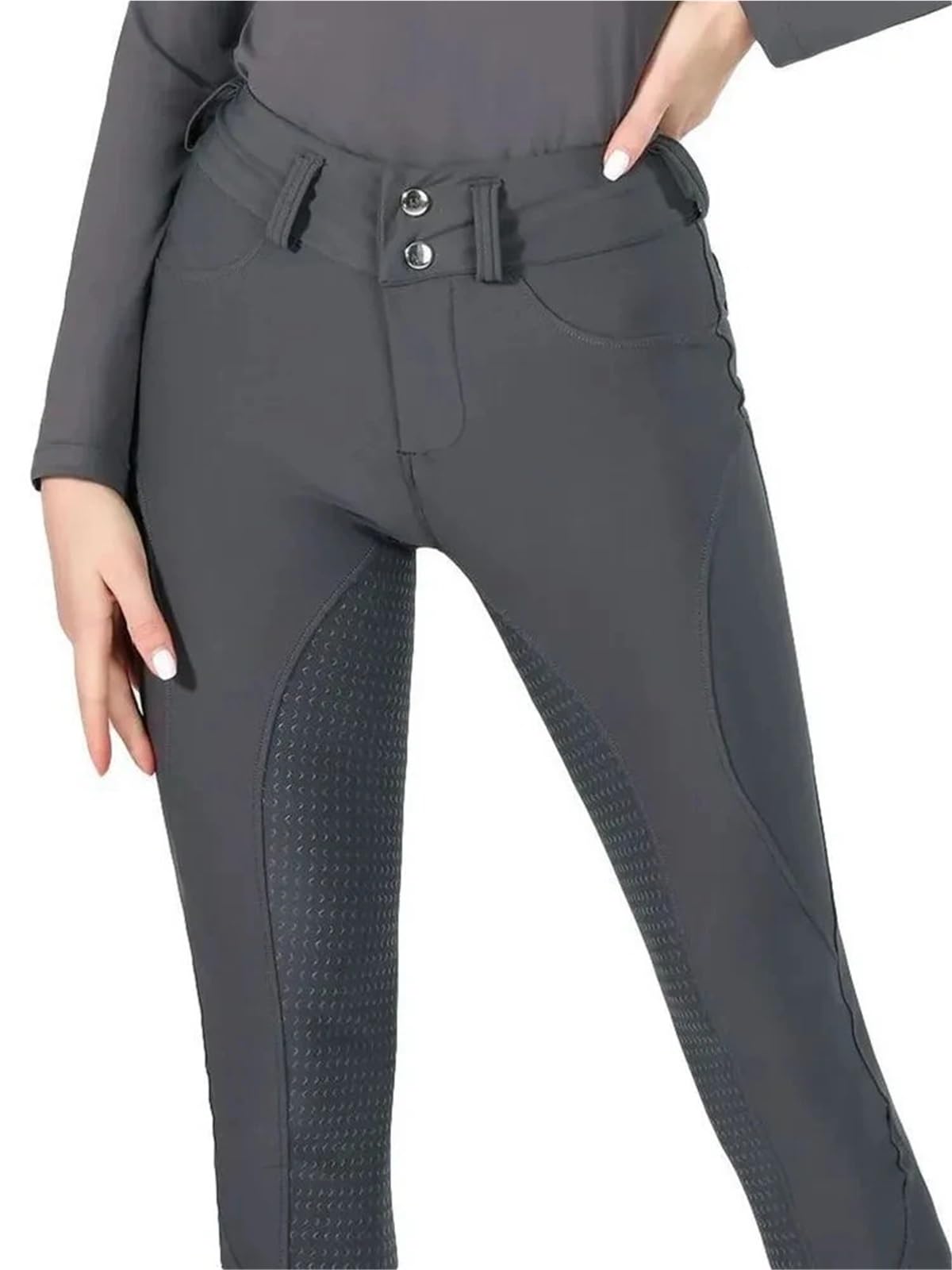Pantalones Montar a Caballo Mujer Pantalones de equitación con Cremallera y Botones for Mujer, Mallas ecuestres, Deportivas competición(Black,L)