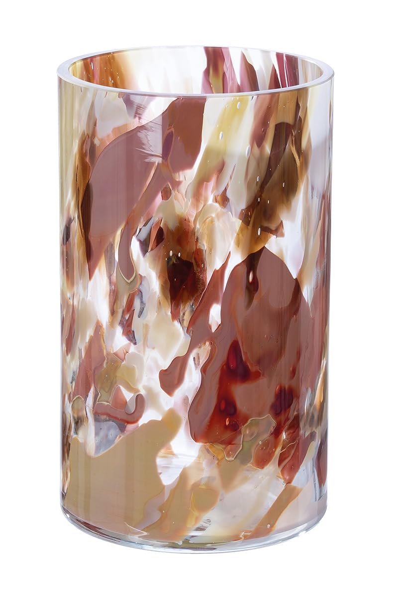 GILDE GLAS art Deko Vase Blumenvase - Glasvase aus Farbglas - Deko Wohnzimmer Geschenk für Frauen Höhe 24 cm Braun Rot