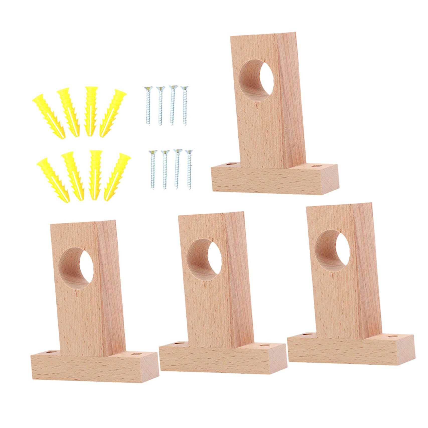 Happyyami Supporti per Bastoni per Tende in Legno 4 Pezzi, Facile da Installare e Resistente, Adatti per Soggiorno e Sala da Pranzo, Diametro Interno 2,5-3cm