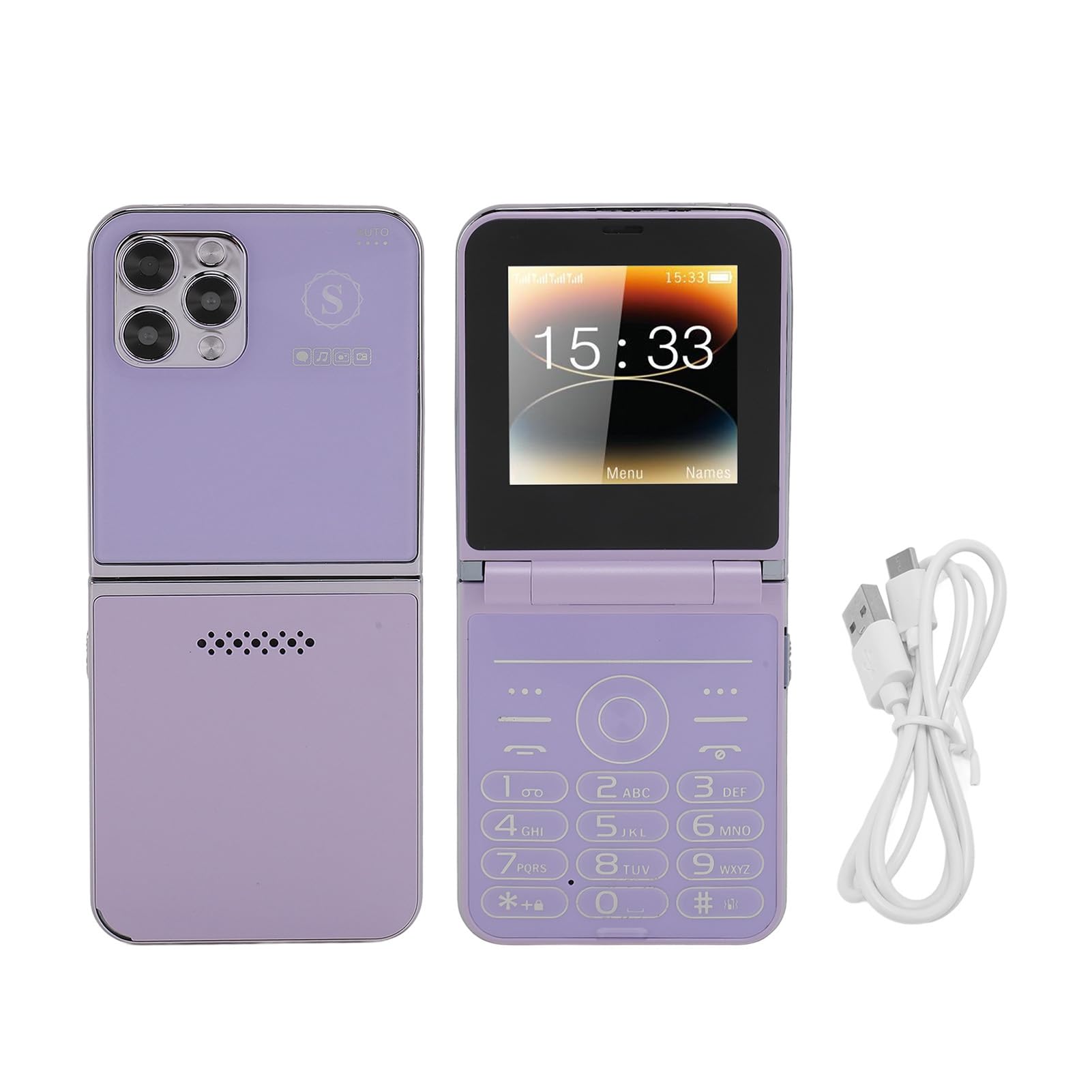 Annadue Teléfono Celular con Tapa 2G, Teléfono Móvil con Tapa con Botón Grande y Pantalla de 2,6 Pulgadas, Sonido Claro, 4 Tarjetas, 4 Teléfonos Móviles con Tapa para Personas Mayores en