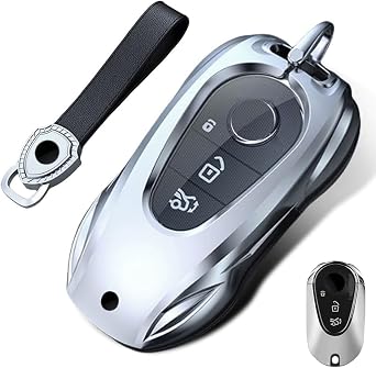 Metal Key Fob Case Cover Protection Keychain Compatible for Mercedes-Benz EQS450 EQE350 S580 C300 C-Class