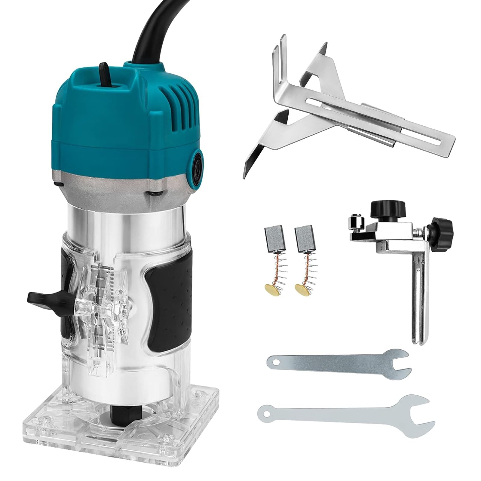 Fresadora de Palma, fresadora de Madera eléctrica de 800 W con 2 Llaves, fresadora de Mano eléctrica, fresadora compacta para carpintería, para ranurado, Recorte y Biselado Profesional(Blue)