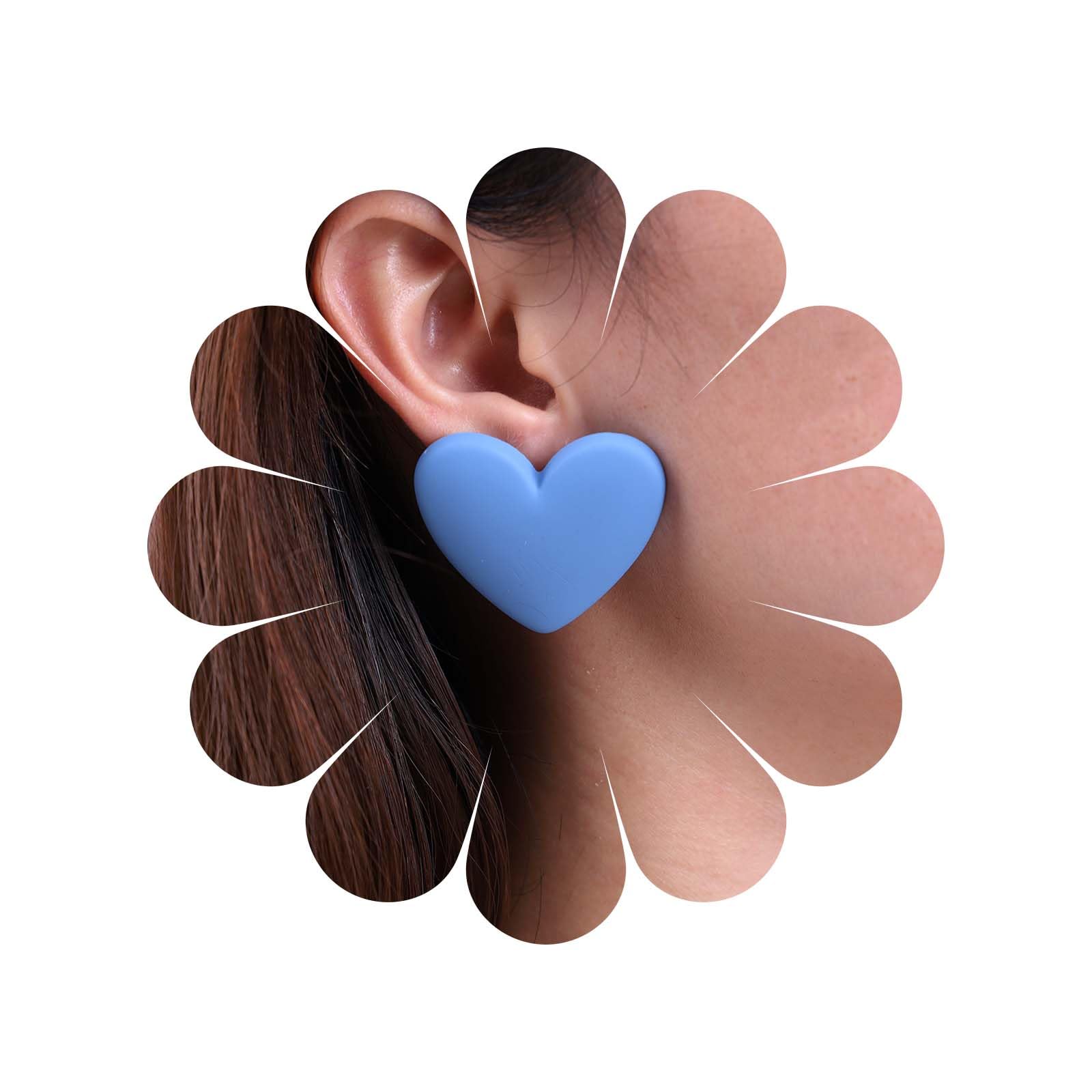 Inateannal Orecchini Vintage A Cuore Blu In Resina - Acrilici Grande Amore Colore Caramella - Gioielli Per Donne E Ragazze