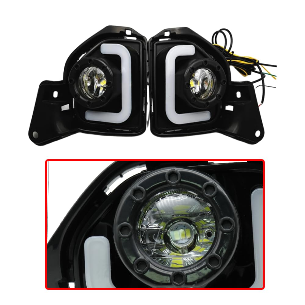 Luces de circulación diurna Riloer, luz LED ámbar + blanca, luz de advertencia para automóvil, indicadores de luz de emergencia de 12 V compatibles con Toyota Hiace 2014-2018