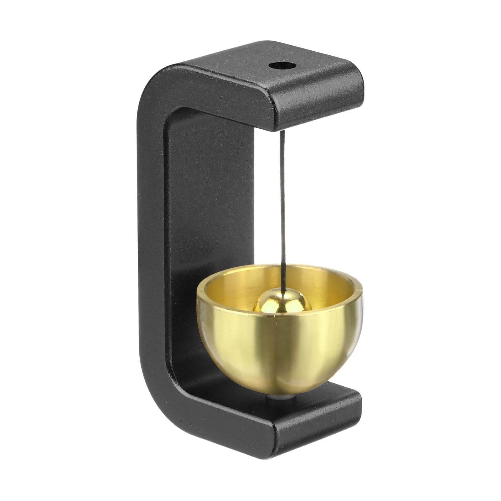 M METERXITY 1-Pack Magnetic Shopkeepers Bell for Door Opening, 1.5inch/3.8cm Metal Vintage Wind Chime Doorbell with Brass Bell for Front Porch/Garden/Backyard [Black, C Shape]