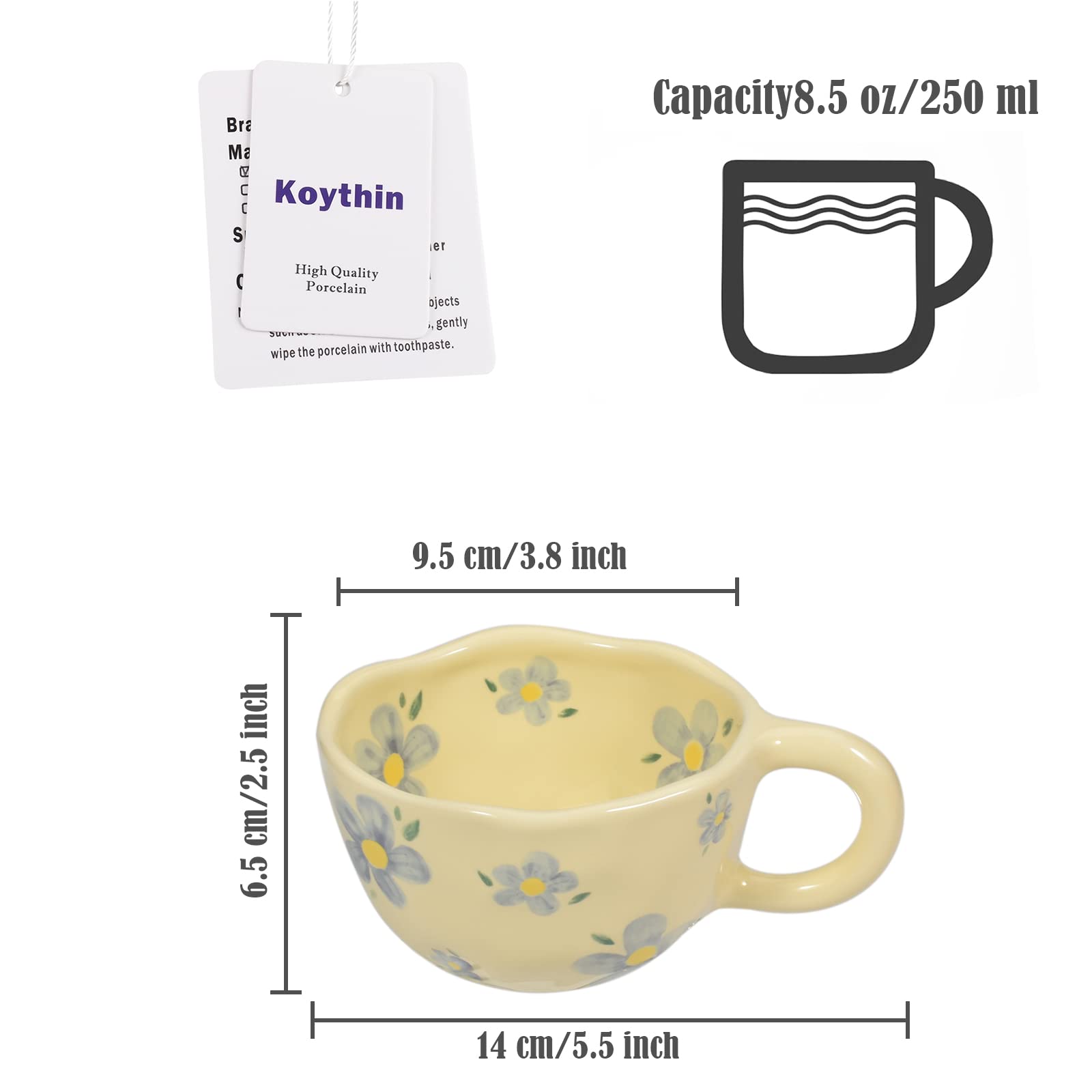 Koythin Ceramic Coffee Mug, Creative Flower Cup for Office and Home Dishwasher and Microwave Safe - Image 2