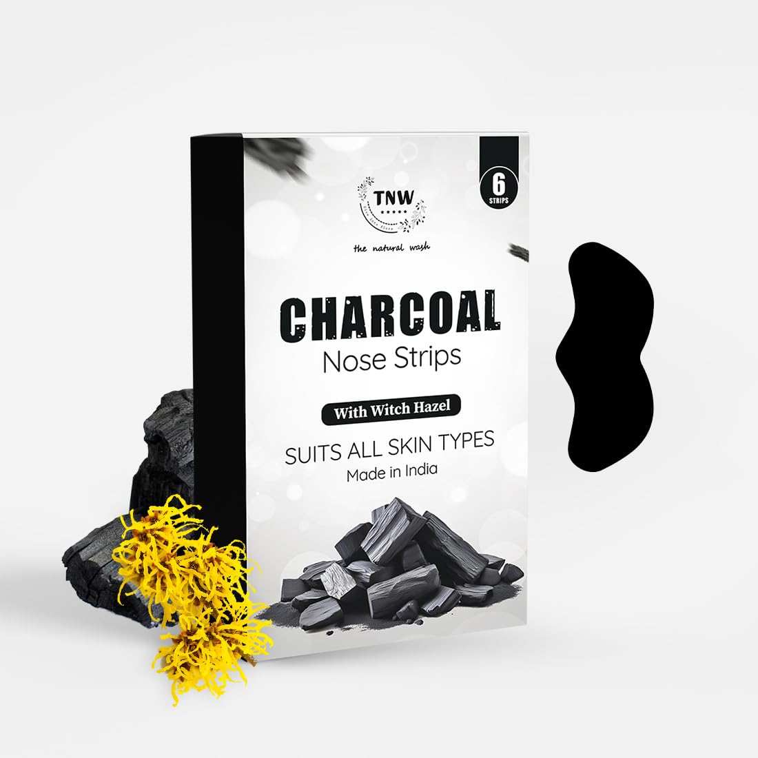 TNW The Natural Wash Charcoal Nose 6 Strips | Blackhead Remover Nose Strips for Deep Cleansing Pore Care | Whitehead Removal with Witch Hazel for All Skin Types-image-46