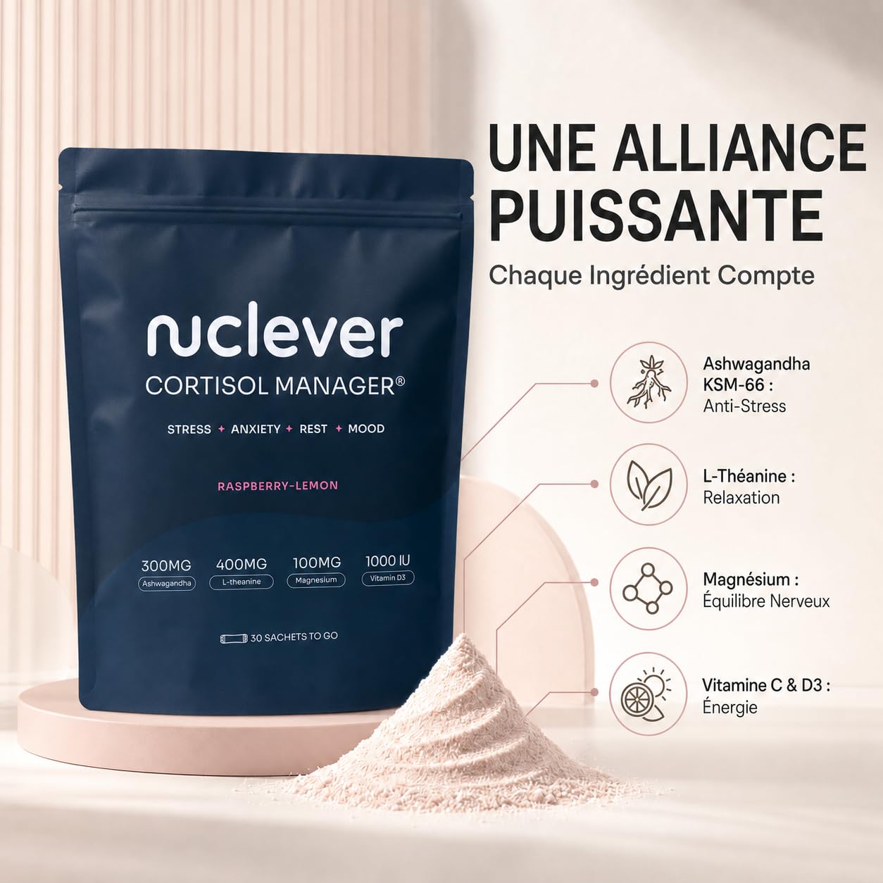 Cortisol Manager Homme – Ashwagandha KSM-66 | Complément Alimentaire Magnésium & Vitamines - Cure 30 Jours - Anti Cortisol Puissant