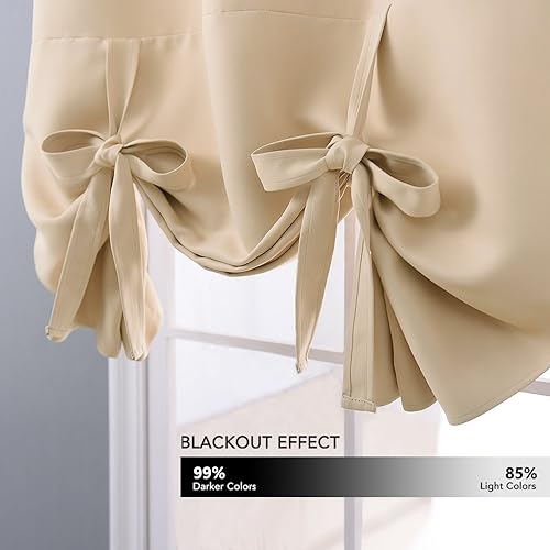 Miniatura 3 de NICETOWN Cortinas opacas romanas  Cortina de cocina estilo granja, cenefa de cortina con lazo para ventana pequeña de baño, 1 pieza, 52 pulgadas de