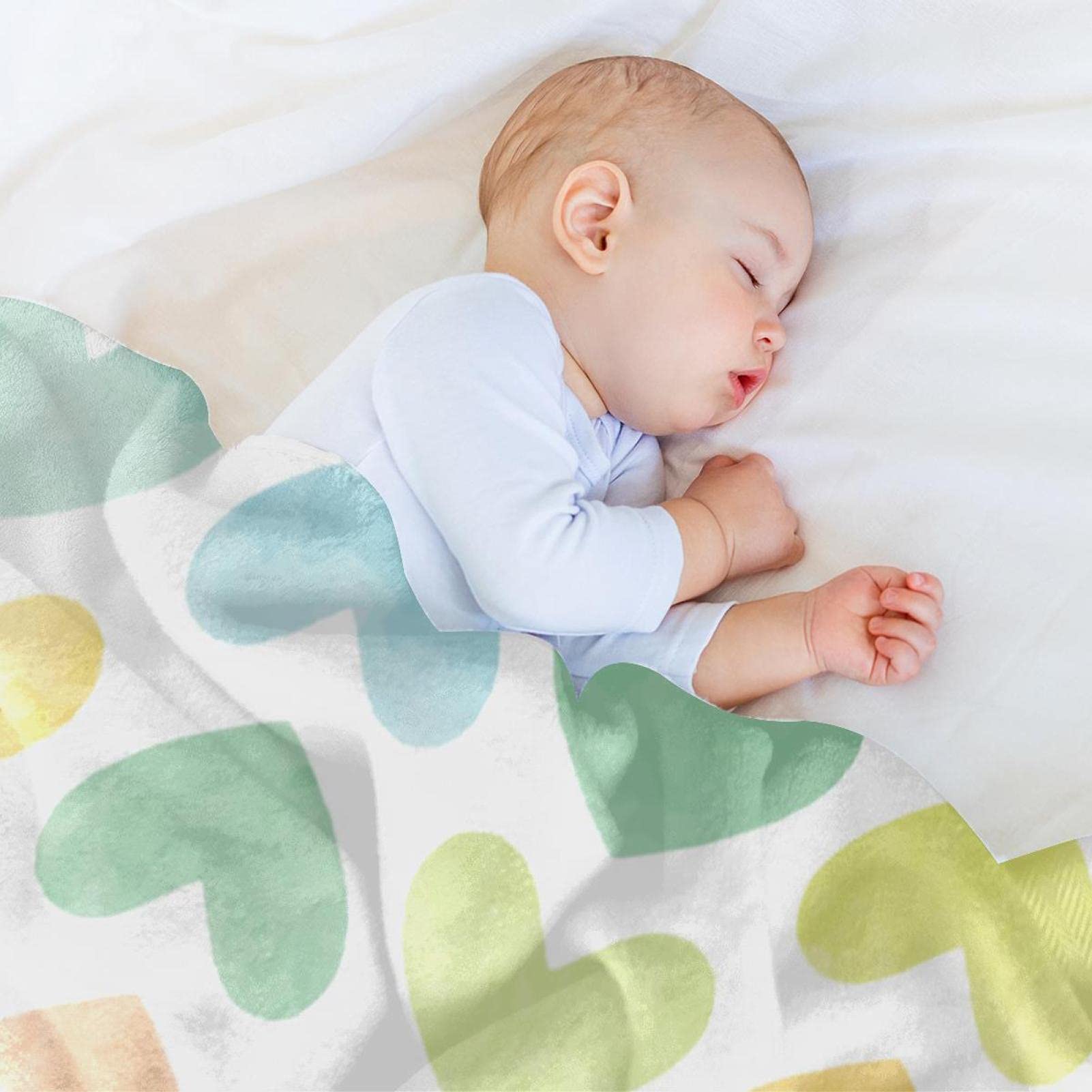 Coperta in pile, super morbida e lussuosa, motivo a cuori ad acquerello