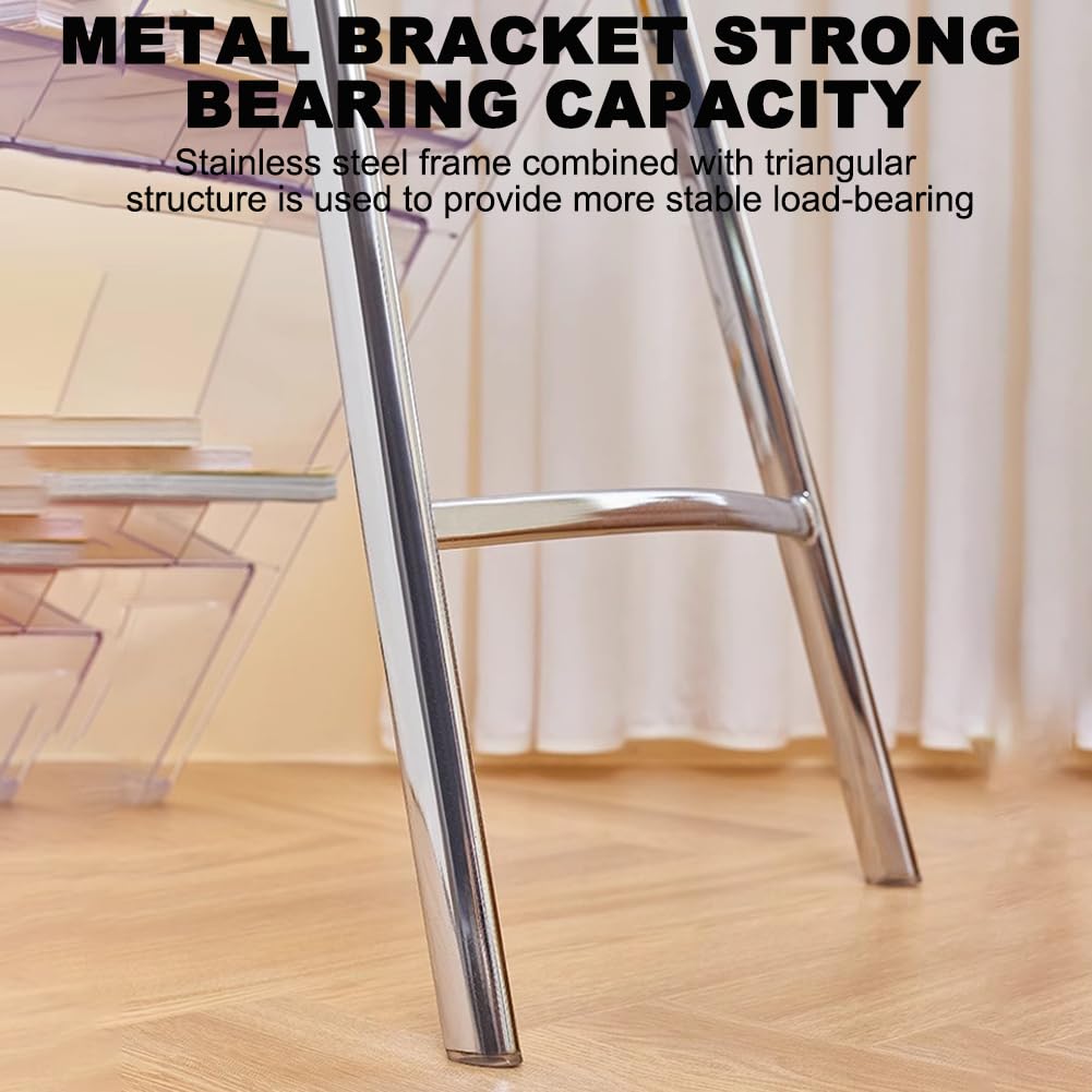 Escalera plegable, taburete de almacenamiento acrílico multifuncional para jardines, exteriores, bibliotecas, diseño portátil de 5 escalones
