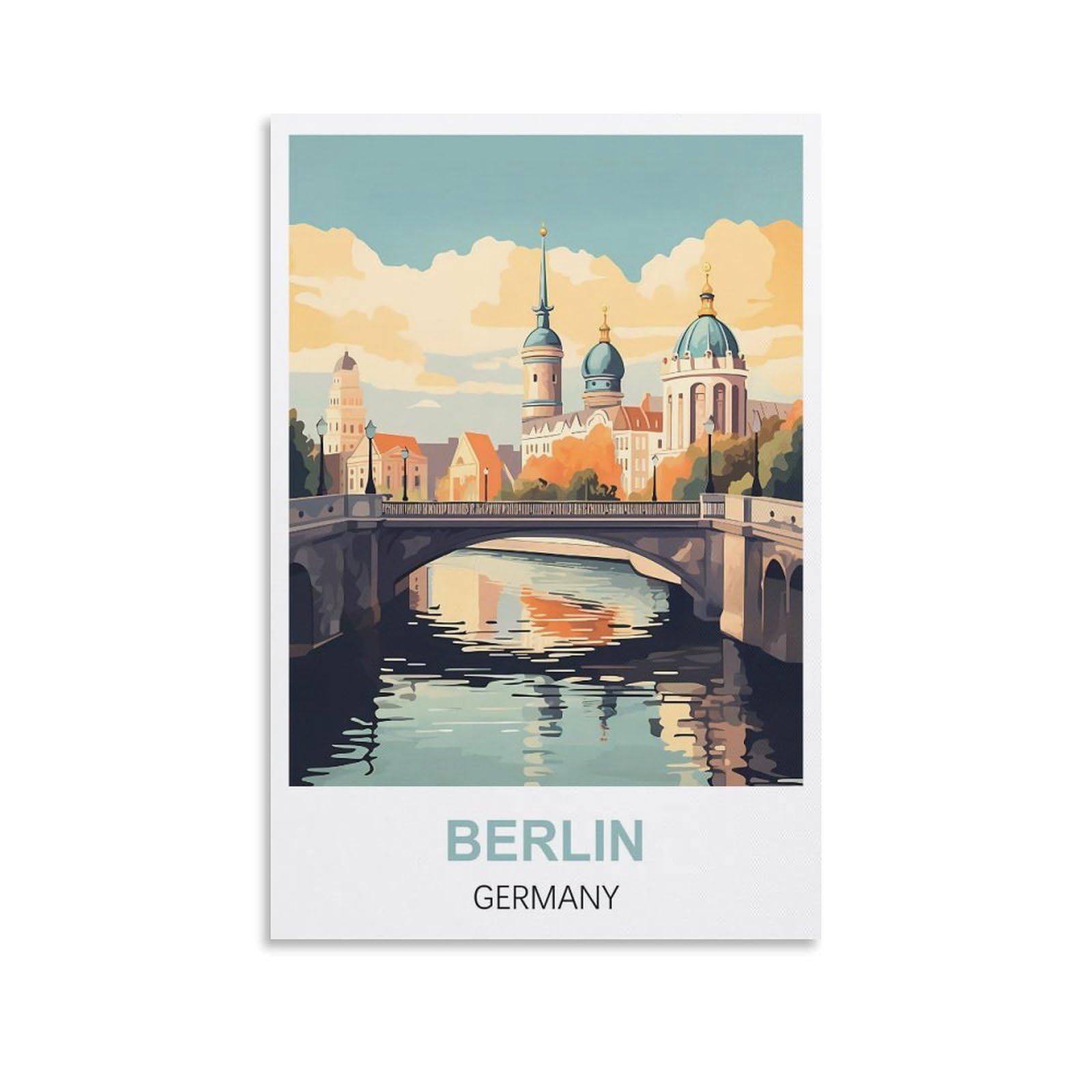 WGMDOEE Berlin Germany Vintage Travel Poster 08x12inch(20x30cm) Canvas Poster Living Room Wall Art Home Decor