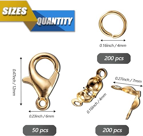 Miniatura 2 de El juego de 450 accesorios para hacer joyas incluye 200 conectores de anillo de salto abierto, 200 puntas de cuentas, cubiertas de nudo y 50 cierres