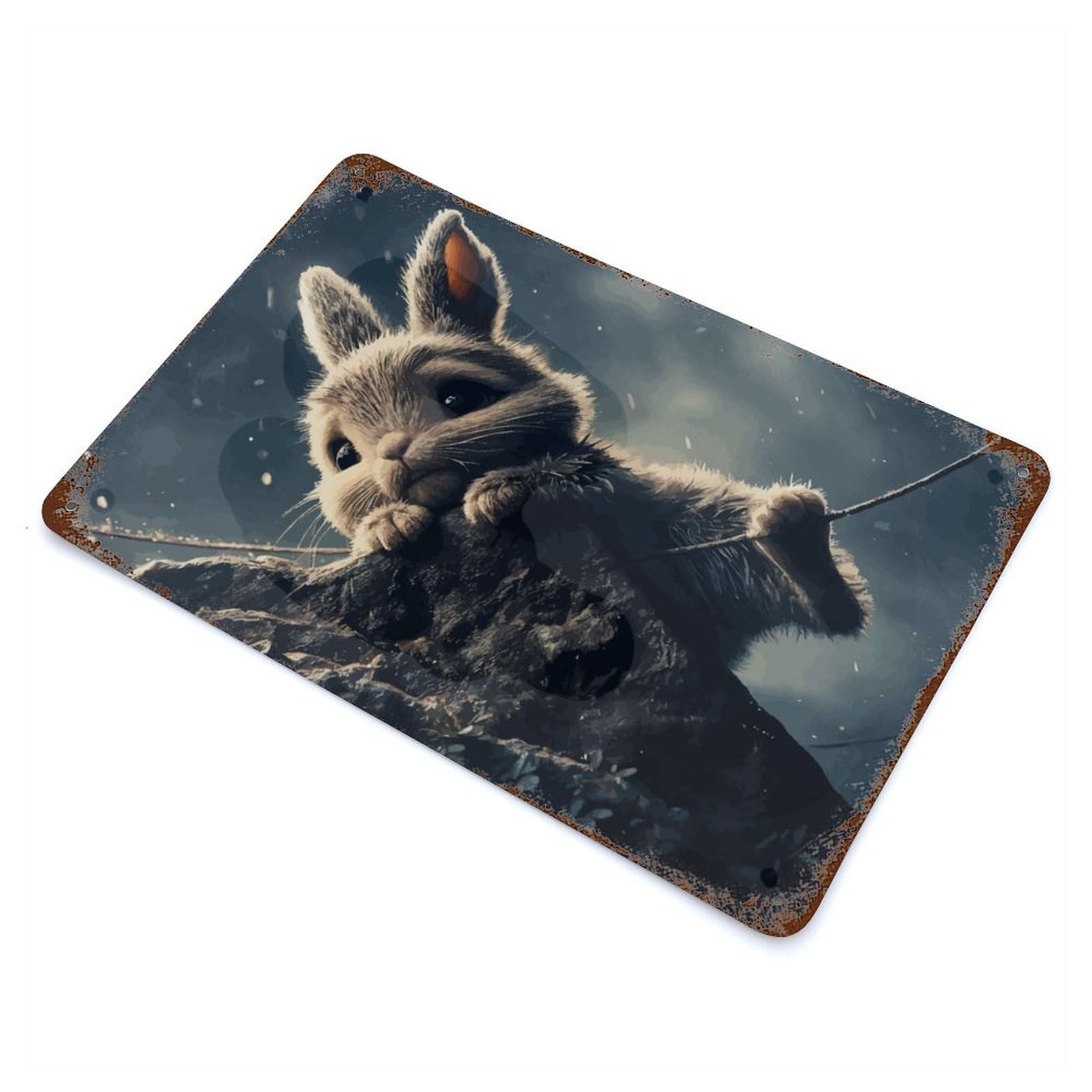Garage Style Cliffhanger Aged Metal Wall Plaque 11.8"x7.9", Farmhouse Wall Decor for Bar And Workshop