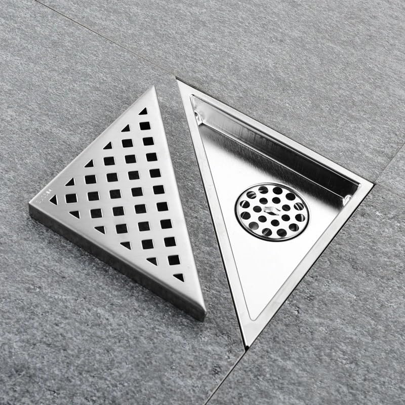 Drenaje de Ducha, Desague Ducha Esquina de Pared Triangular, Drenaje Suelo Acero Inoxidable for Ducha, Rejillas residuos, antiolor(Brushed 03)