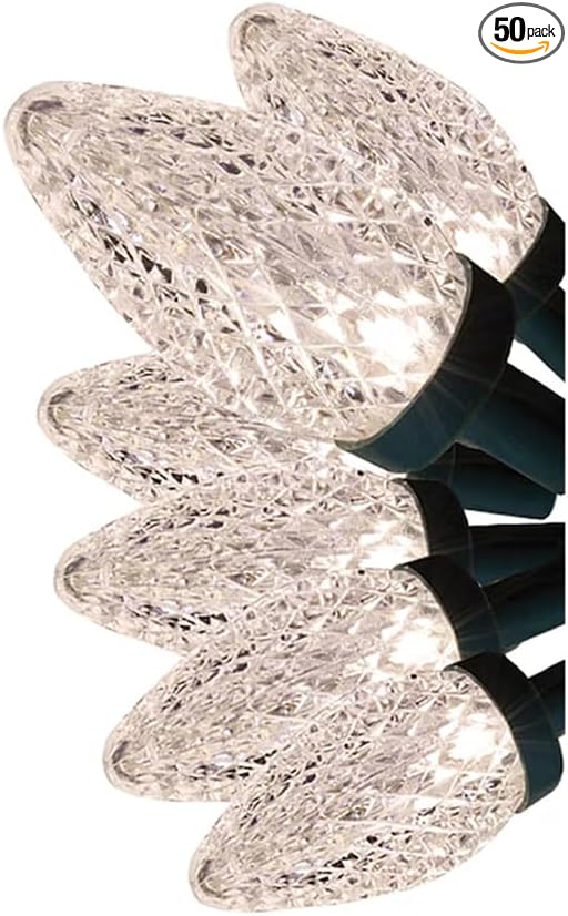 GE StayBright 50-Count 24.5-ft Random Sparkle Warm White C9 LED Plug-In Christmas String Lights - Amazon.com