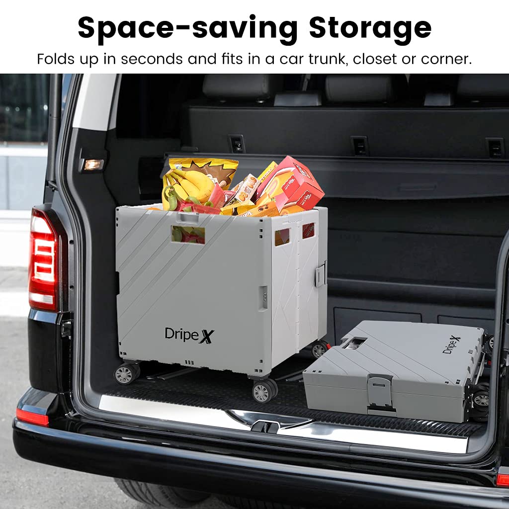 Dripex Folding Boot Cart Shopping Trolley Wheels, Collapsible Boot Cart