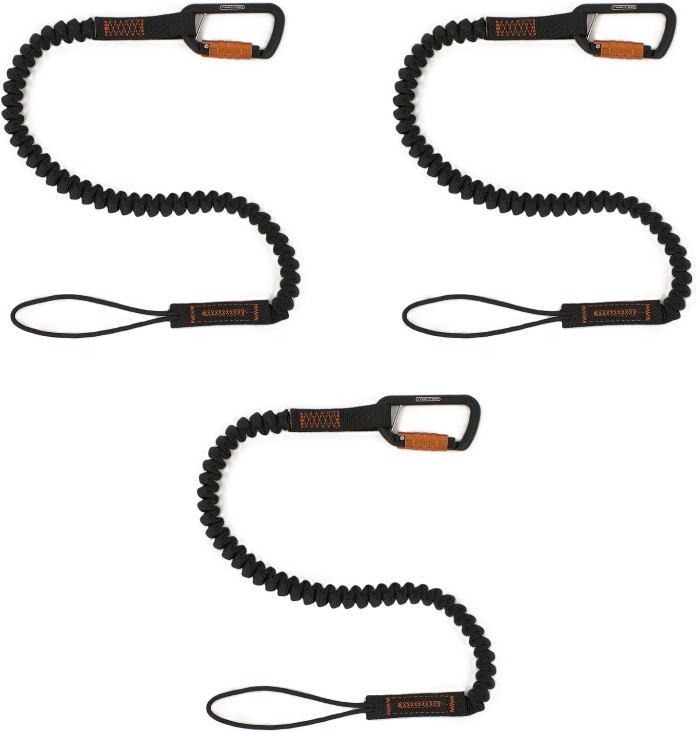 TREMMOR Tool Lanyard Tool Tether Bungee Self Retractable Tool Lanyard 15lb Capacity with Heavy Duty Dual Action Carabiner ANSI Approved 35-51″ Assembled in USA | TR0150