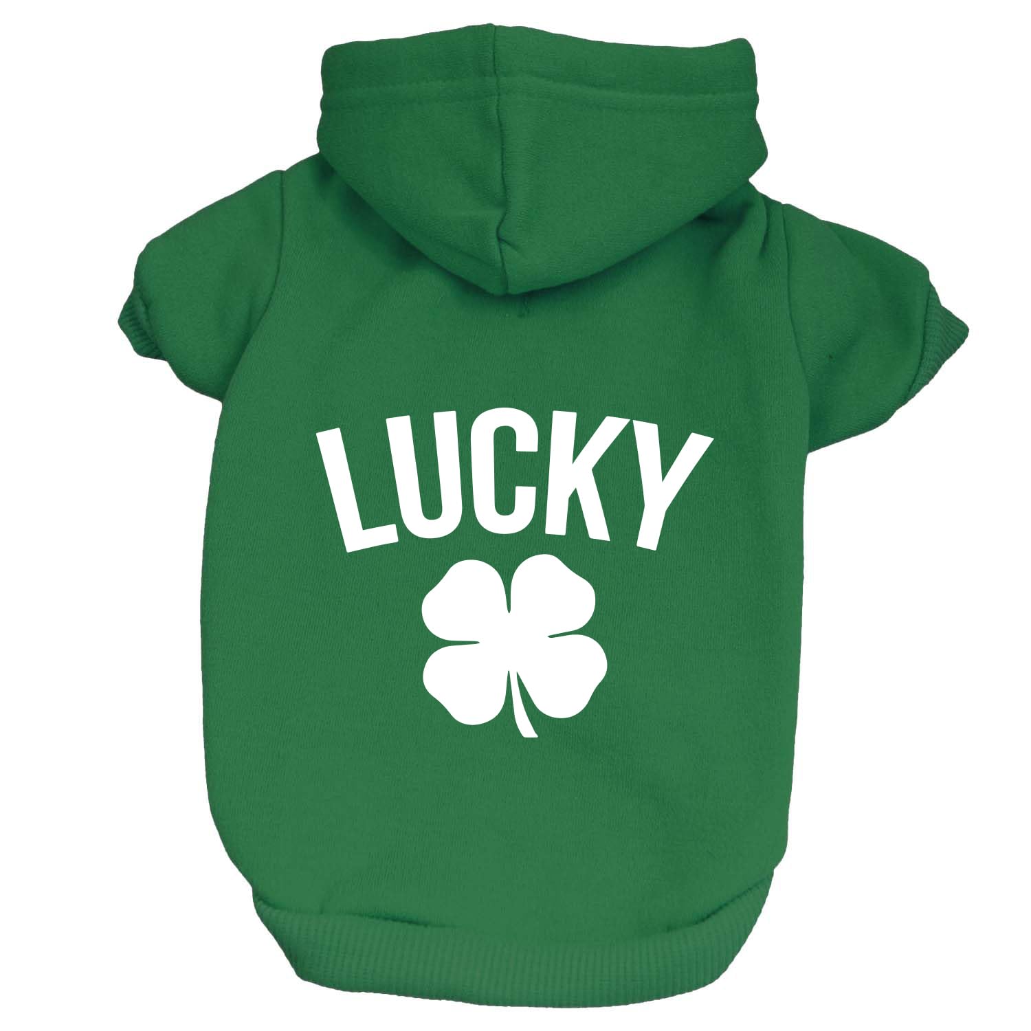Lucky St. Patrick's Day Dog Hoodie Fleece Lined Pullover Sweatshirt with Leash Hole (Green, X-Large 37)